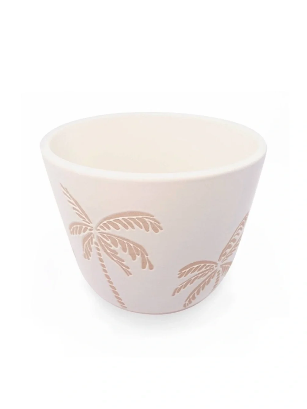 Palm Tree Design Ceramic Footed Planter in Off-White & Blush, Spring 2026